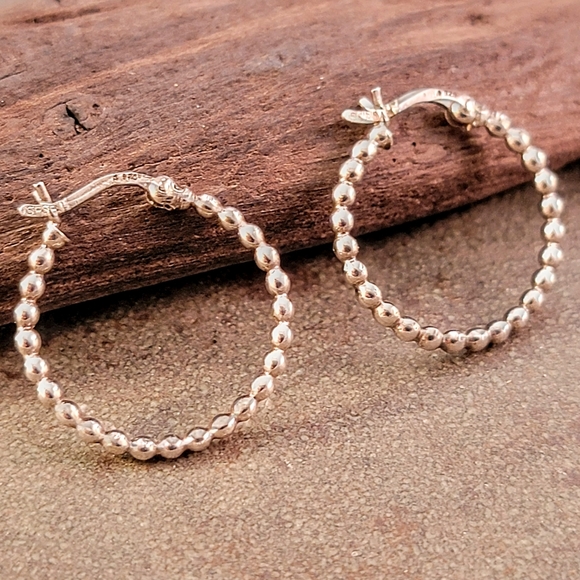 Jewelry - Sterling Connected Balls 3/4" Hoop Earrings